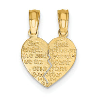 14K Reversible Break apart Mizpah Heart Charm-C4456