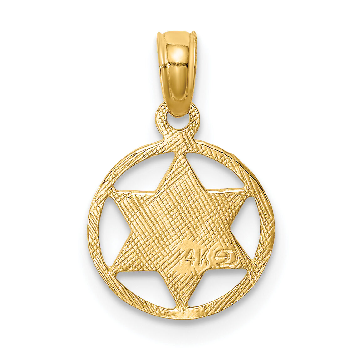 14K Star of David in Circle Frame Pendant-C4458