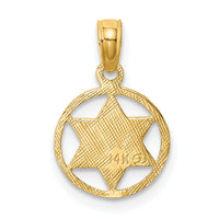 14K Star of David in Circle Frame Pendant-C4458