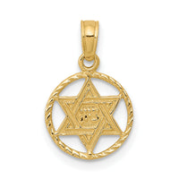 14K Star of David in Circle Frame Pendant-C4458