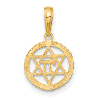 14K Star of David and Chai in Circle Pendant-C4459