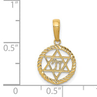 14K Star of David and Chai in Circle Pendant-C4459