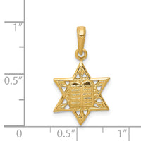 14K Star of David w/Tablets in Center Pendant-C4461