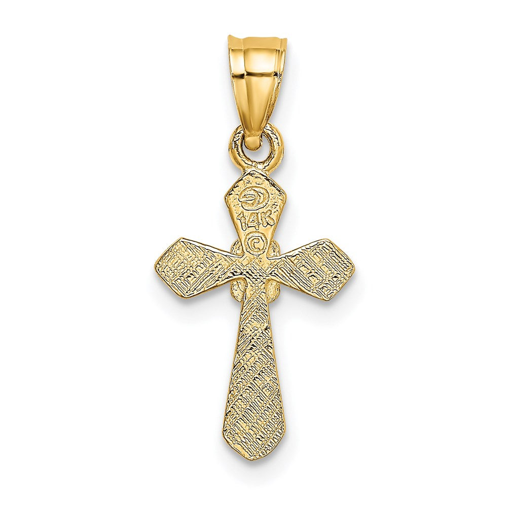14K Small Cross w/Flower Charm-C4470