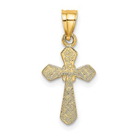 14K Small Cross w/Flower Charm-C4470