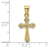 14K Small Cross w/Flower Charm-C4470