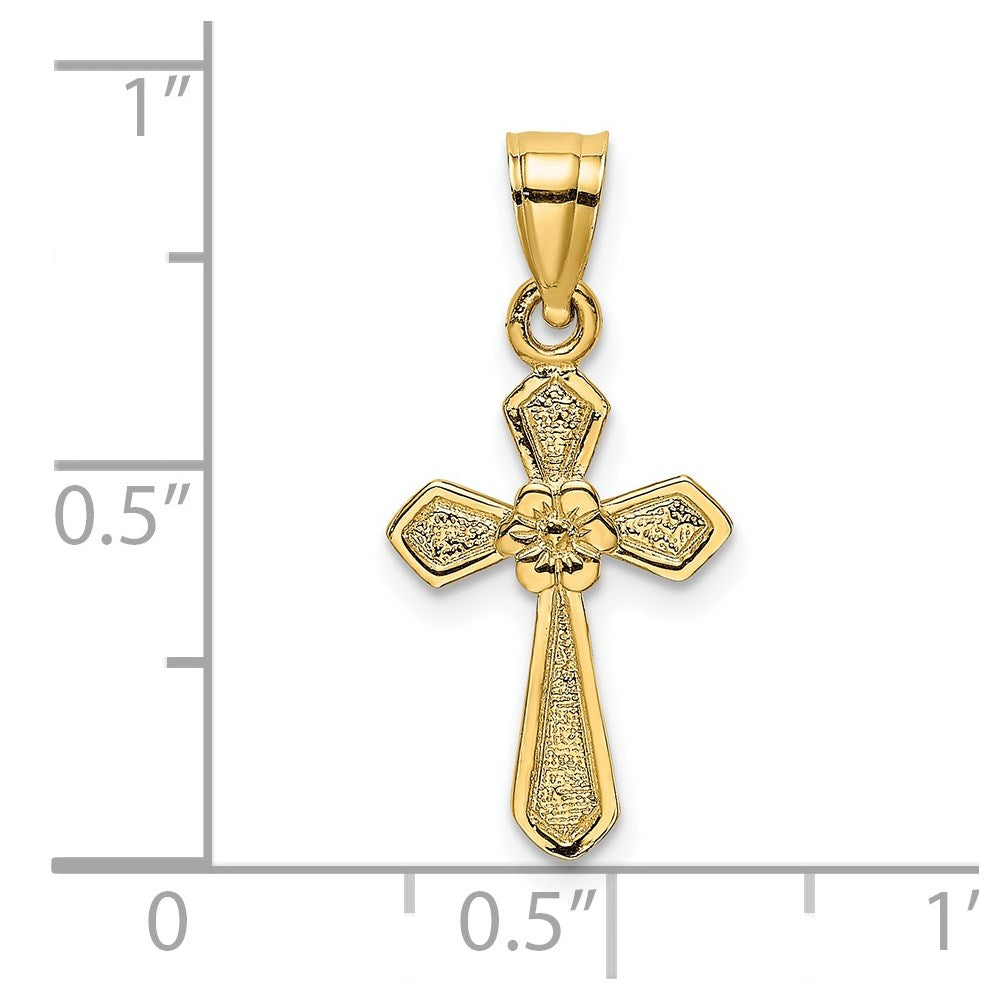 14K Small Cross w/Flower Charm-C4470