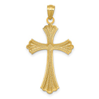 14K Diamond-Cut Rhodium Budded Cross Pendant-C4480