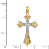 14K Diamond-Cut Rhodium Budded Cross Pendant-C4480