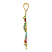 14K Multi Color Enamel Cross Pendant-C4486