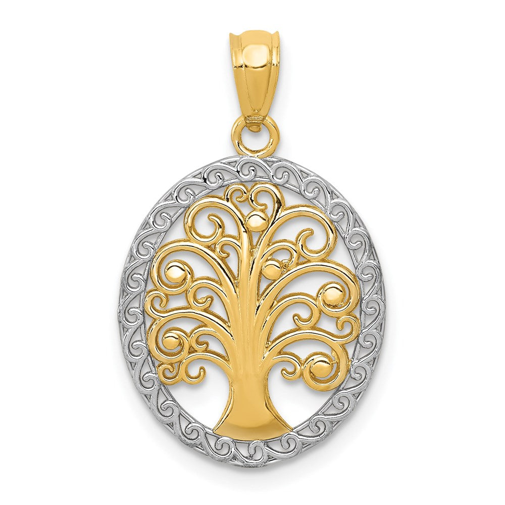 14k w/ Rhodium Tree of Life Pendant-C4493