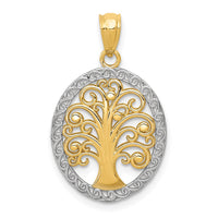 14k w/ Rhodium Tree of Life Pendant-C4493