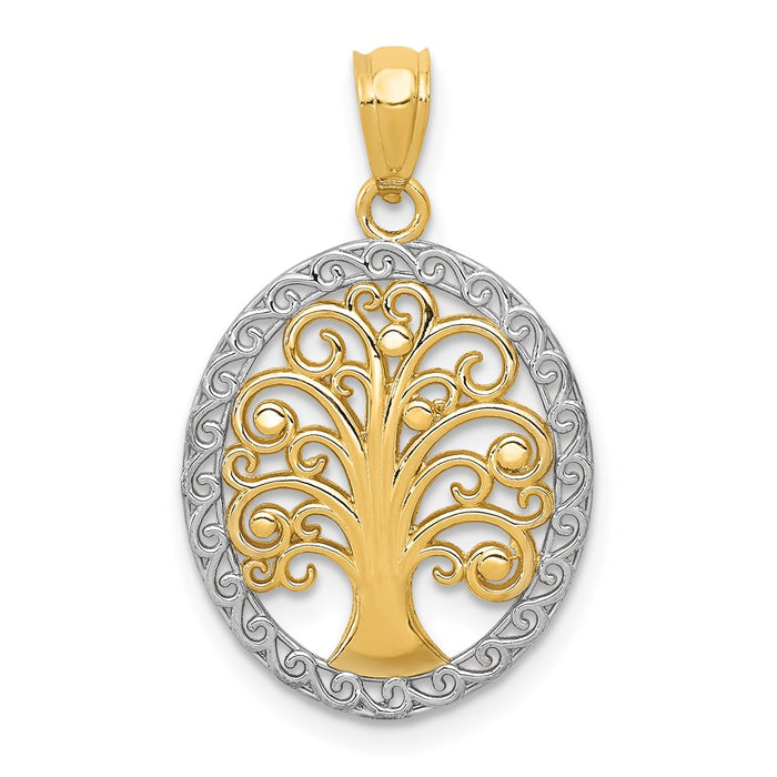 14k w/ Rhodium Tree of Life Pendant-C4493