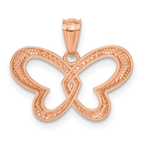 14k Rose Gold w/Rhodium Butterfly Pendant-C4497