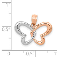 14k Rose Gold w/Rhodium Butterfly Pendant-C4497