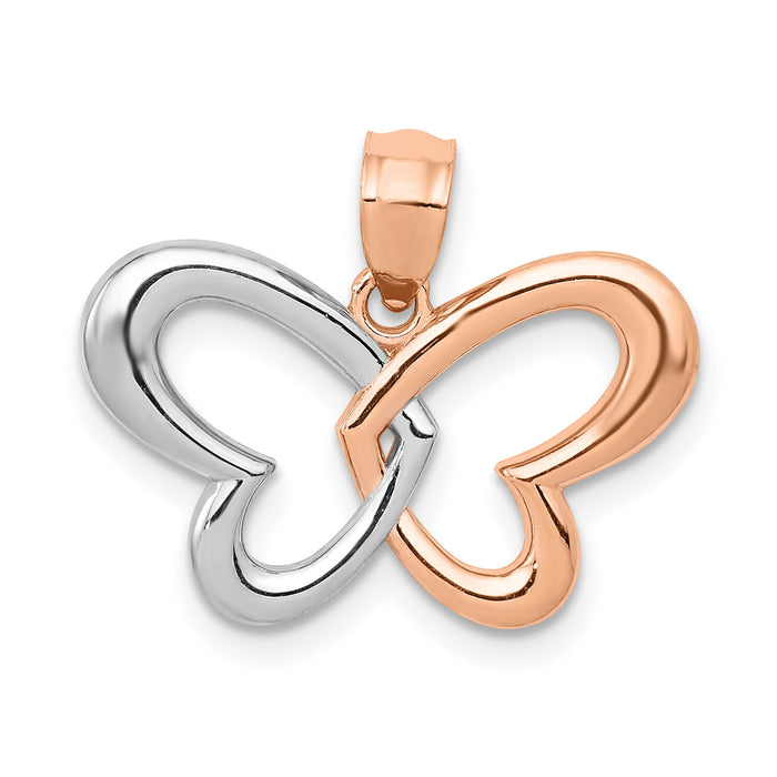 14k Rose Gold w/Rhodium Butterfly Pendant-C4497