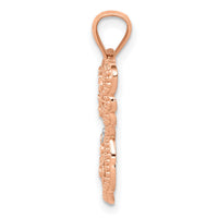 14k Rose Gold w/Rhodium Diamond-cut Butterfly Pendant-C4499