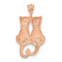 14k Rose Gold Polished and Textured Sitting Cats Pendant-C4501