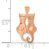 14k Rose Gold Polished and Textured Sitting Cats Pendant-C4501