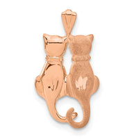 14k Rose Gold Polished and Textured Sitting Cats Pendant-C4501