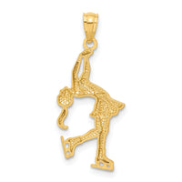 14K w/ Rhodium Ice Skater Pendant-C4505