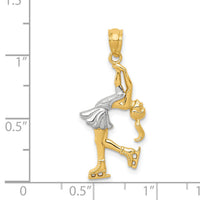 14K w/ Rhodium Ice Skater Pendant-C4505