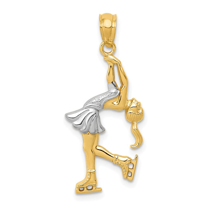 14K w/ Rhodium Ice Skater Pendant-C4505