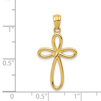 14k Yellow Gold Ribbon Cross Pendant-C4508