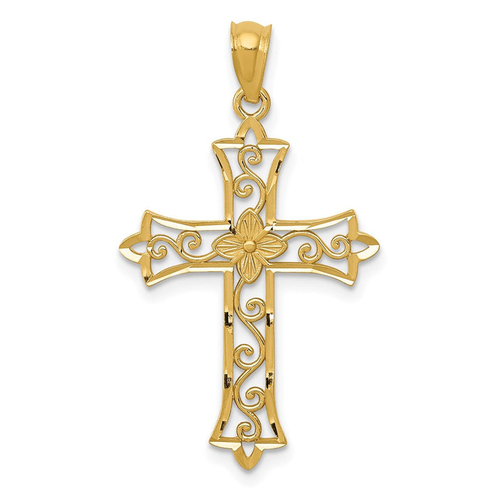 14k Yellow Gold Cross Pendant-C4510