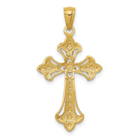 14K w/Rhodium Diamond-Cut Cross Pendant-C4511