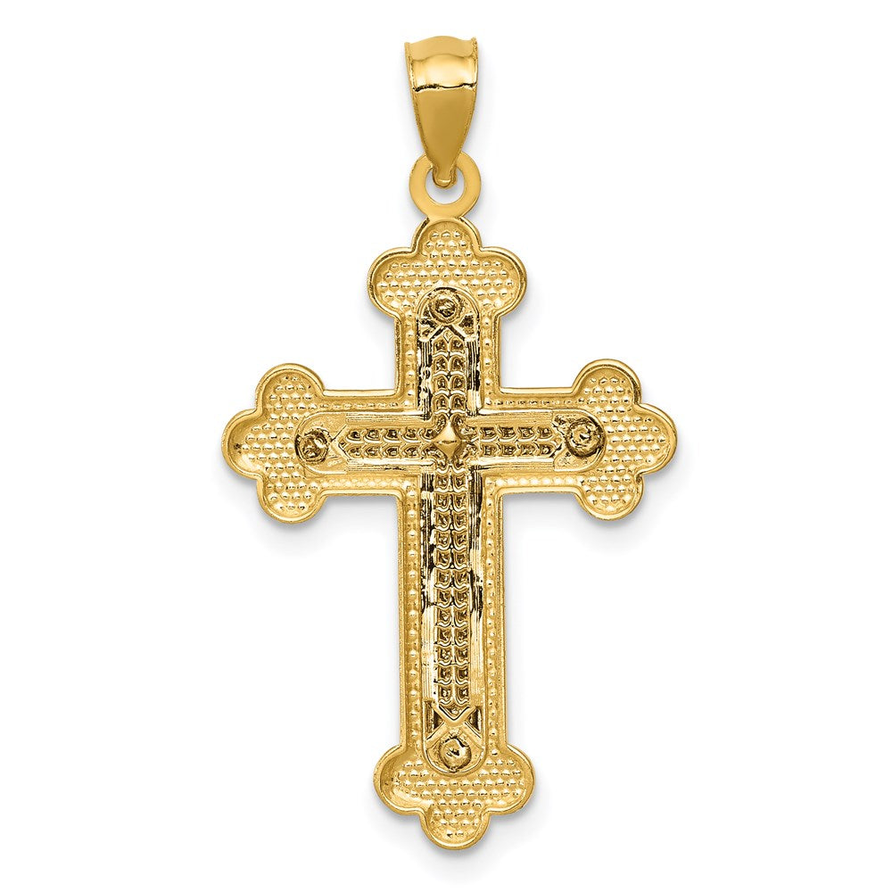 14k Two-tone Budded Cross Pendant-C4512