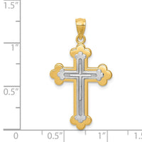 14k Two-tone Budded Cross Pendant-C4512