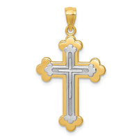 14k Two-tone Budded Cross Pendant-C4512