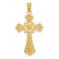 14K w/Rhodium Diamond-Cut Cross Pendant-C4515