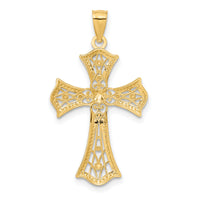 14K w/Rhodium Diamond-Cut Cross Pendant-C4517