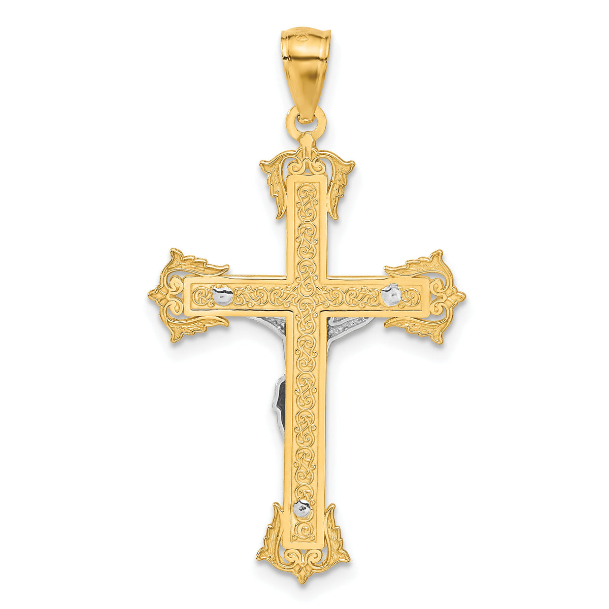 14k Two-tone Crucifix Pendant-C4519