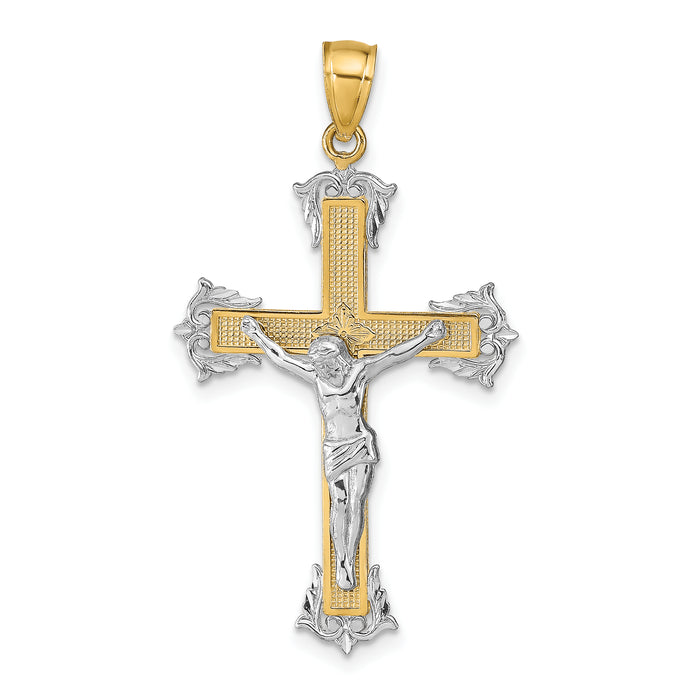 14k Two-tone Crucifix Pendant-C4519
