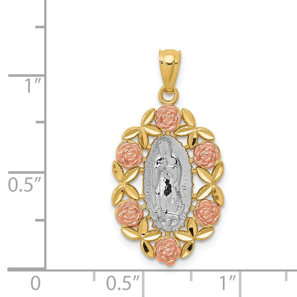 14K Two-Tone w/White Rhodium Guadalupe Pendant-C4520