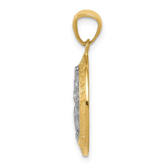 14K w/Rhodium St Christopher Pendant-C4521