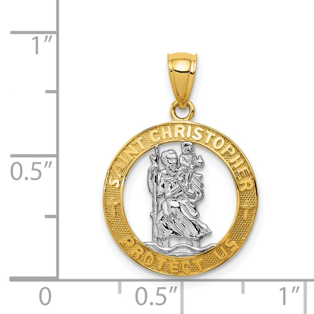 14K w/Rhodium St Christopher Pendant-C4521