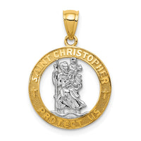 14K w/Rhodium St Christopher Pendant-C4521
