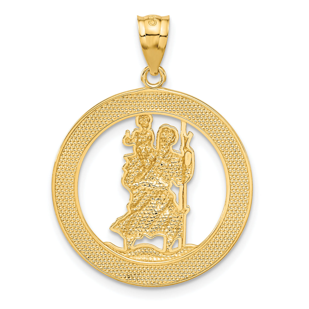 14K w/Rhodium St Christopher Pendant-C4522