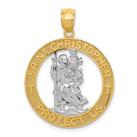 14K w/Rhodium St Christopher Pendant-C4522