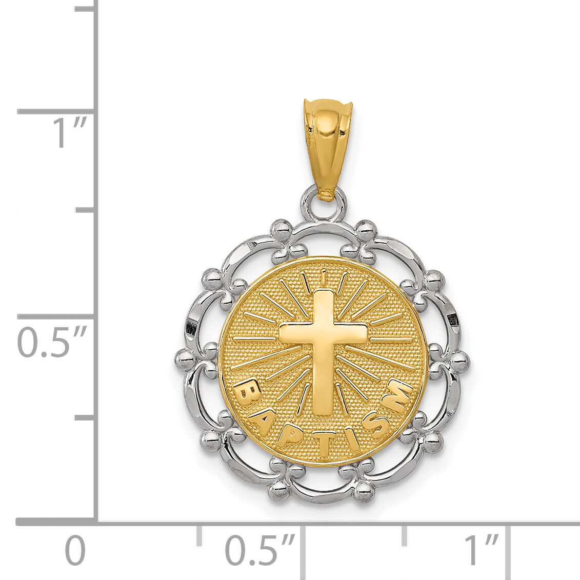 14K w/Rhodium Baptism Pendant-C4524