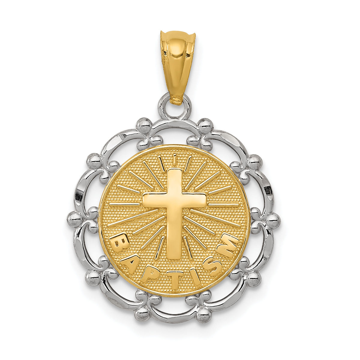 14K w/Rhodium Baptism Pendant-C4524