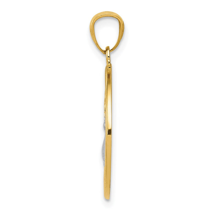 14K w/Rhodium Polished Peace Dove Pendant-C4527