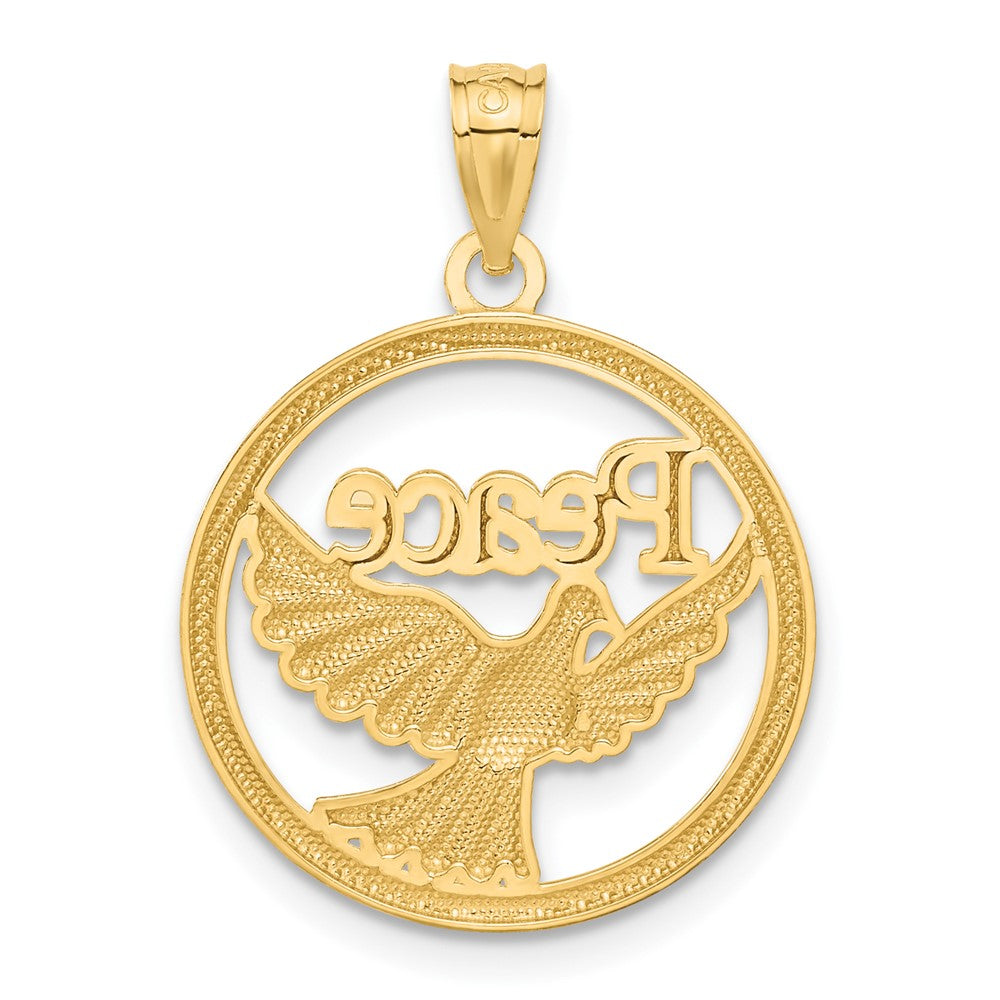 14K w/Rhodium Polished Peace Dove Pendant-C4527