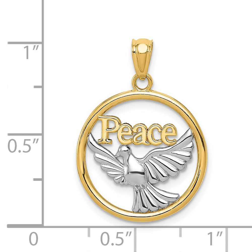 14K w/Rhodium Polished Peace Dove Pendant-C4527