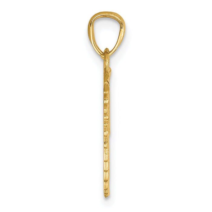 14k Yellow Gold Break Apart Diamond-cut Wings Pendant-C4528