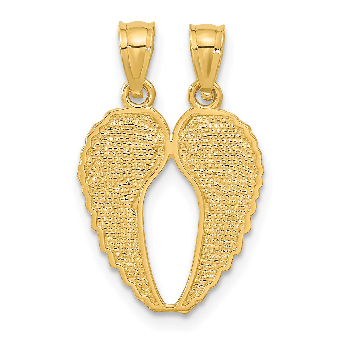 14k Yellow Gold Break Apart Diamond-cut Wings Pendant-C4528